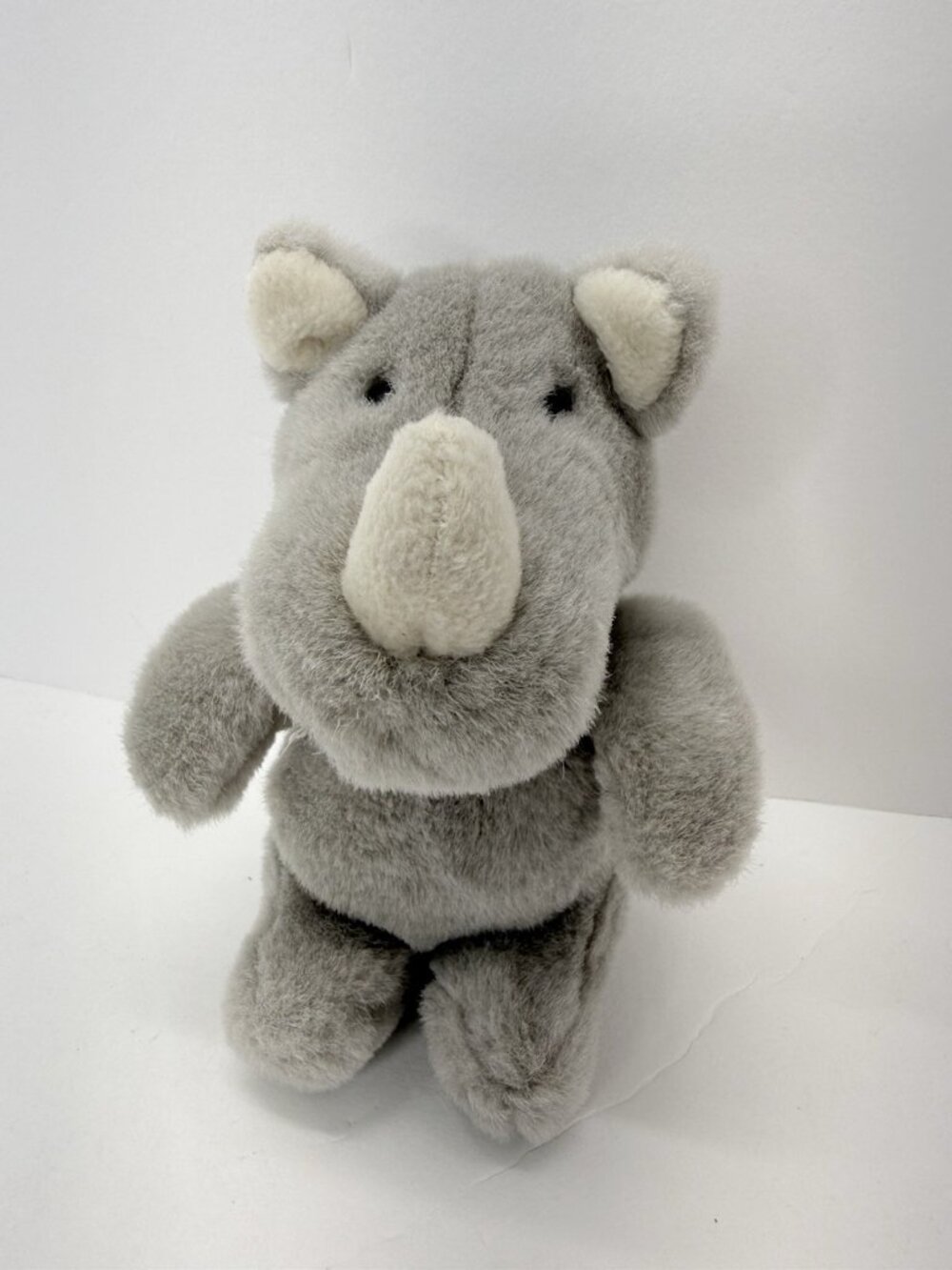 Vintage Gund Jungle Animals Gray Rhino 6” Plush Toy Stuffed Animal